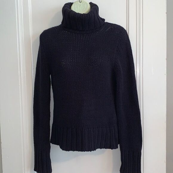 J. Crew dark navy thick knit turtleneck sweater - Picture 1 of 9